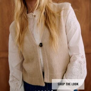 Sezane Maxine Beige Cardigan Vest